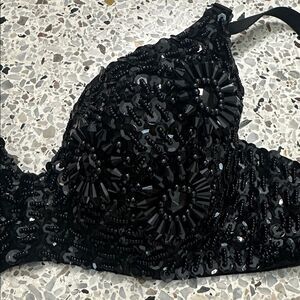 Black beaded embellished bra 34 B sequin